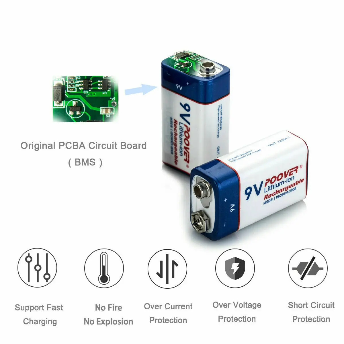 Перезаряжаемый литий ионный аккумулятор 9 в 700 мАч В батареи с интеллектуальным