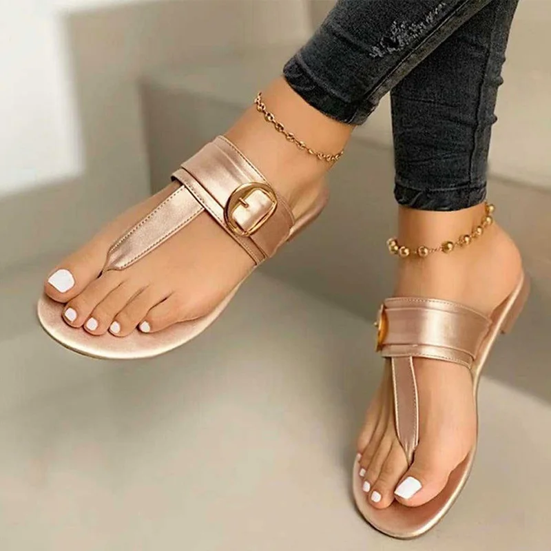 

2021Women Sandals Summer Shoes Clip Toe Casual Buckle Ladies Slides Fashion Beach Shoes Female Flats Slippers New Flip Flops