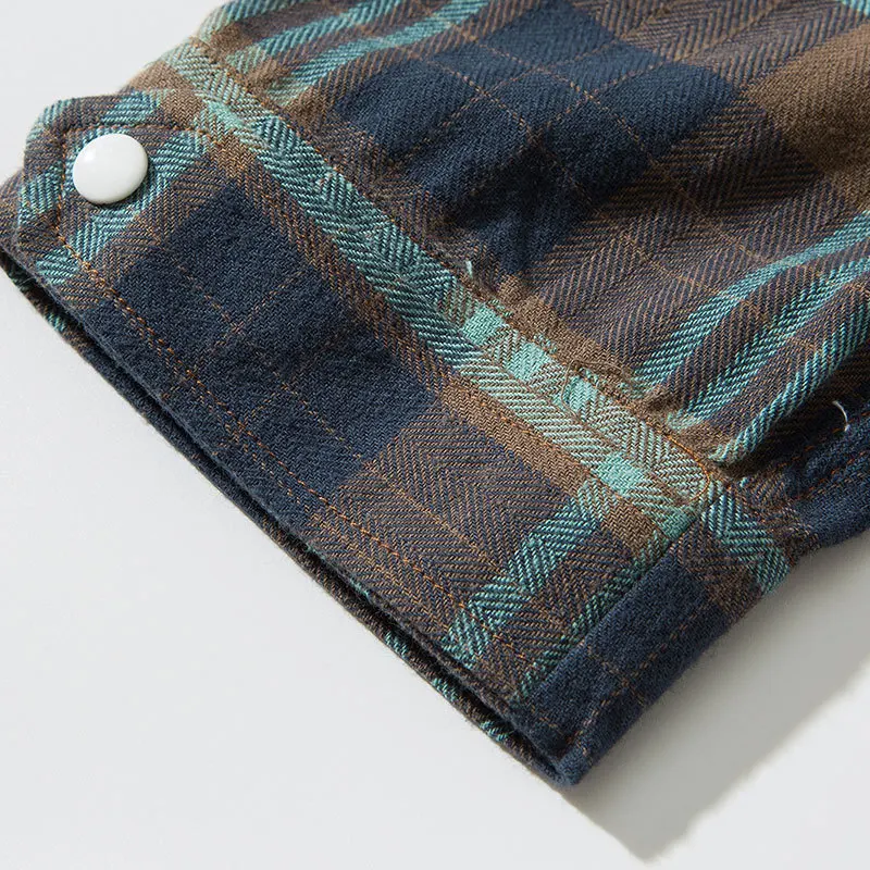 Мужская рубашка в клетку модная Осенняя с длинными рукавами Повседневная на