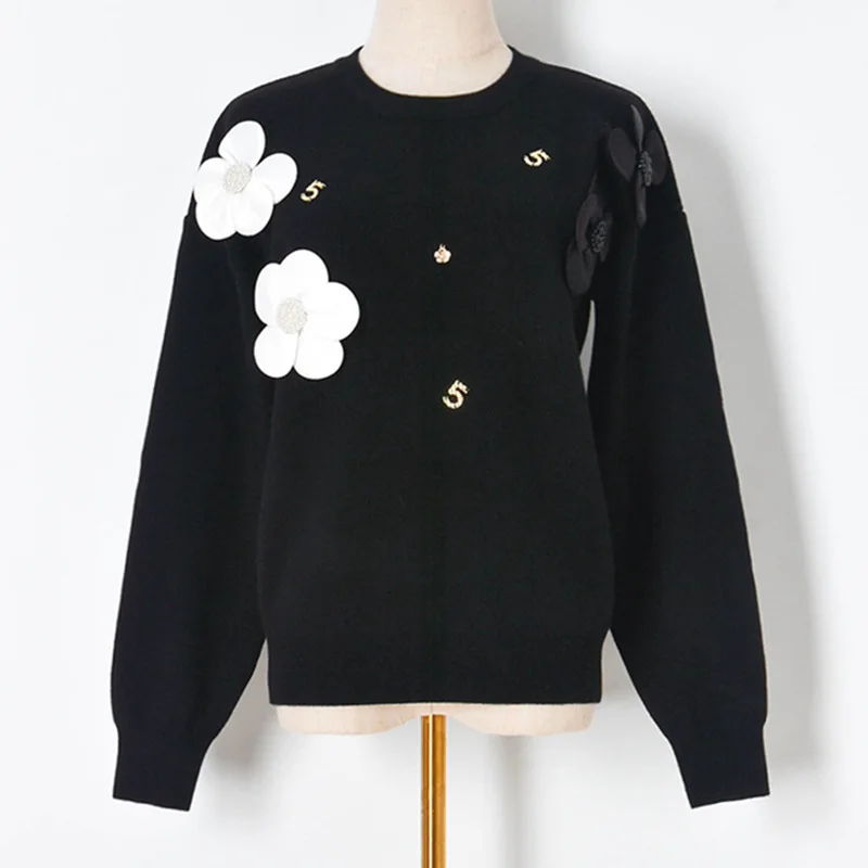 

Новинка, Зимний вязаный свитер с бусинами и цветным орнаментом, Женский комплект из стерео камелии и цветов, 5 символов, головка Z101148