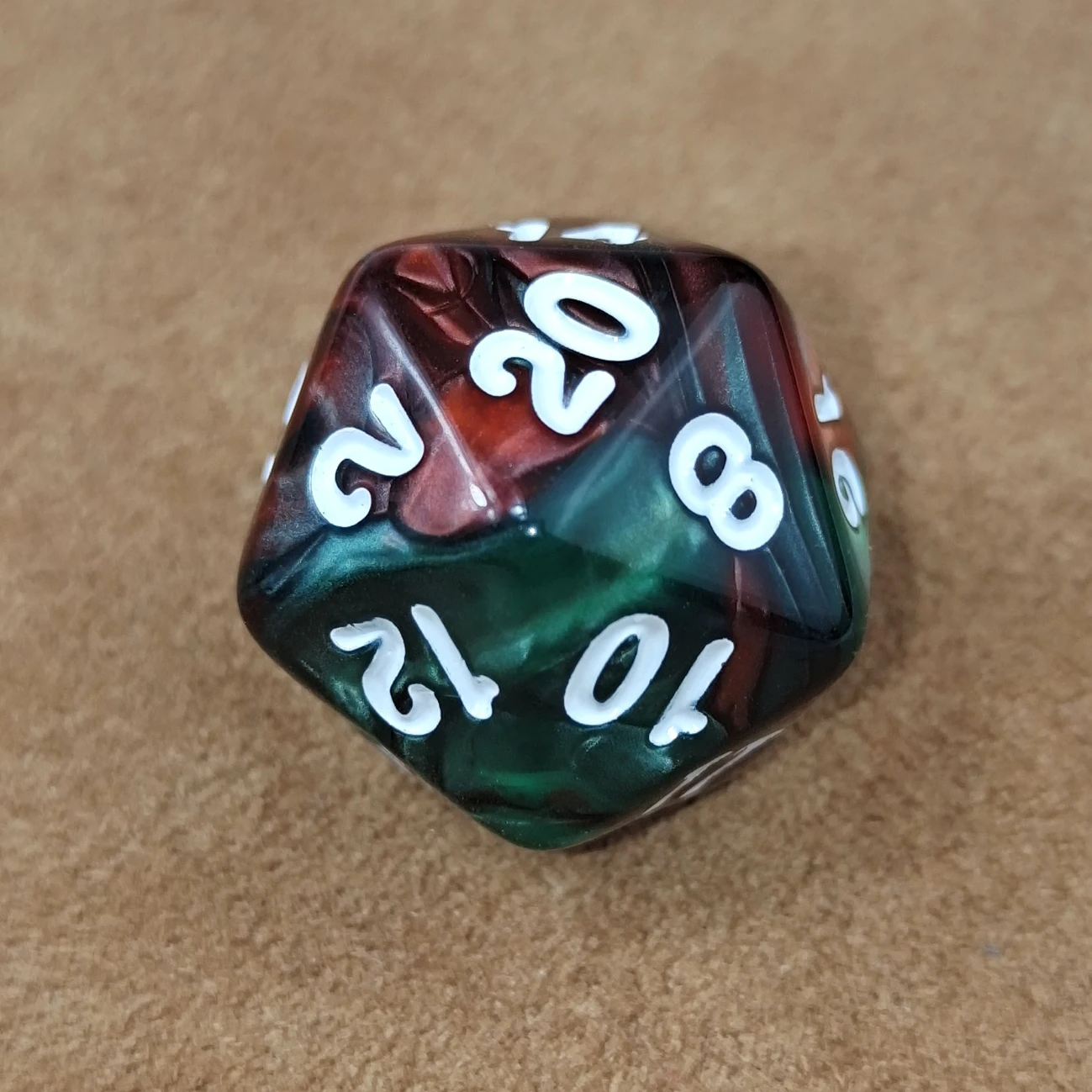 Одинарные D20 игральные кости двухцветные полигедральные двадцать лиц для
