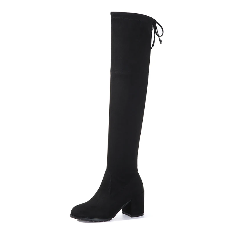 

New Autumn Winter Women Shoes Suede Female Martin Boots Vintage Fashion Long Boots Square Heel Knee-high Boots CH-A0125