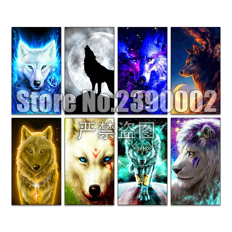 Алмазная 5d живопись сделай сам вышивка крестиком мозаика луна волк подарки