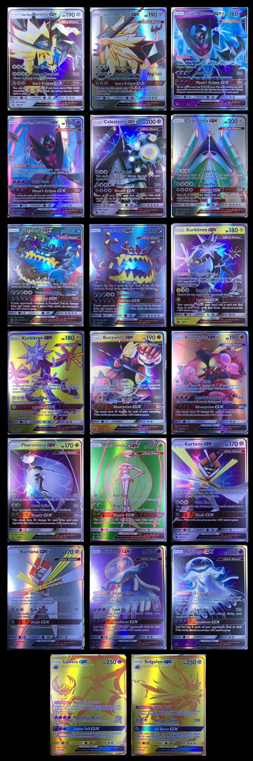 20pcs GX Animals non repeat Shining Cards Game Battle Carte Trading Children Pokemon card Toy
