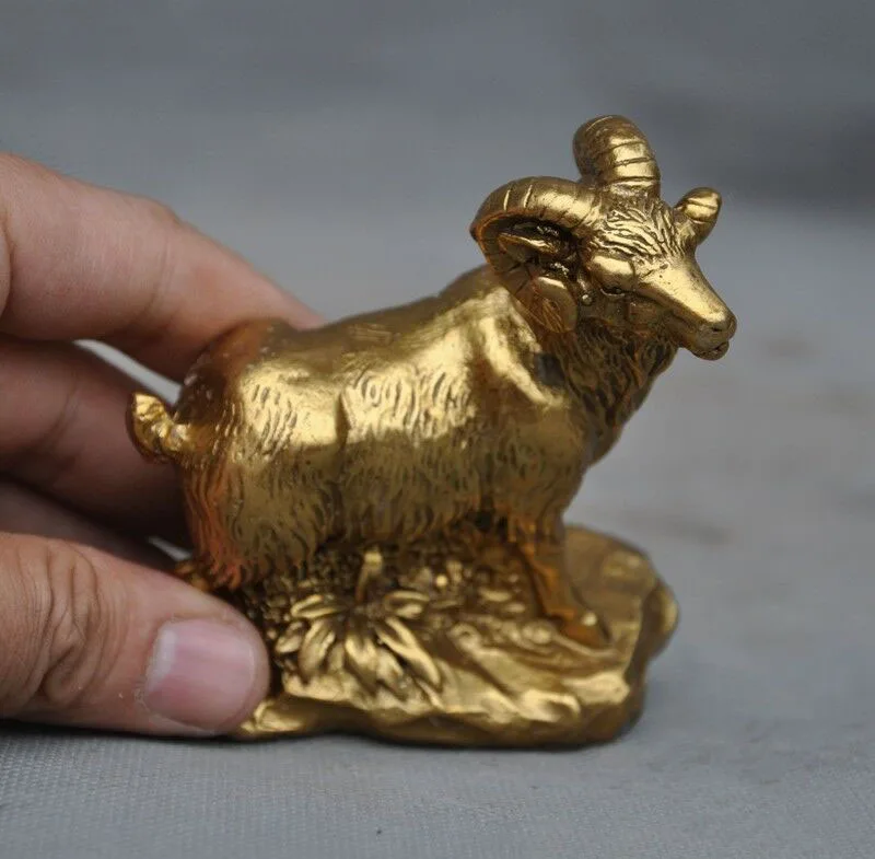 China Chinese brass Feng Shui auspicious Sheep goat ram Zodiac animal statue | Дом и сад