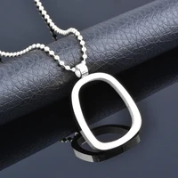 leeker hollow square pendant stainless steel necklace 66cm gold chain on neck women fashion jewelry 252 lk2