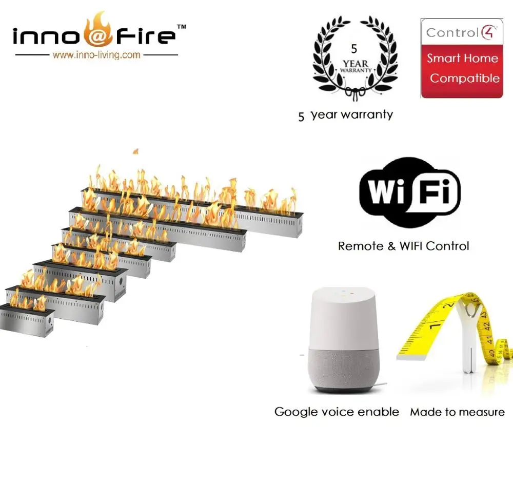 

Inno-Fire 48 inch Remote control intelligent silver or black 304#stainless steel ethanol electric decorative fireplace