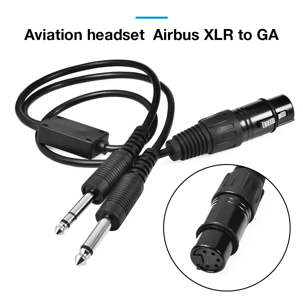 

For Airbus XLR To GA Dual Plug 5 Pin Headset Adapter Cable Aviation Headphone Cable earphone accessories