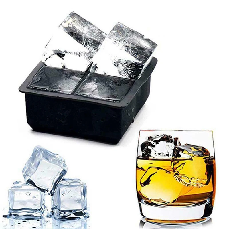 

Silicone Ice Cube Maker 4-Cavity DIY Ice Maker Ice Cube Trays Molds For Ice Candy Cake Pudding Chocolate Whiskey Molds Tool