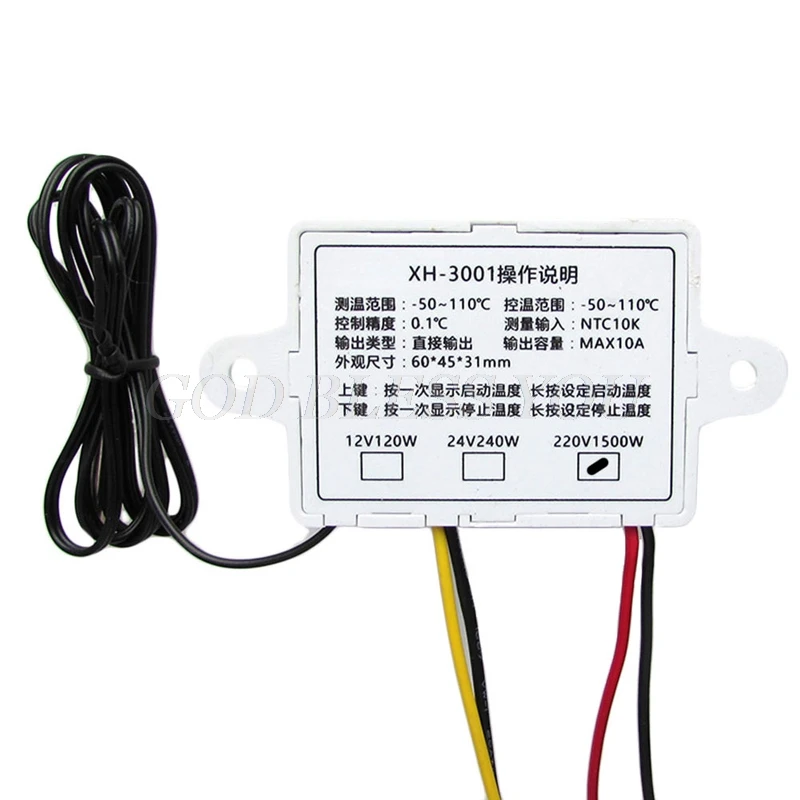 

220V LED Digital Temperature Controller 10A Thermostat Control Switch Probe New Drop Shipping