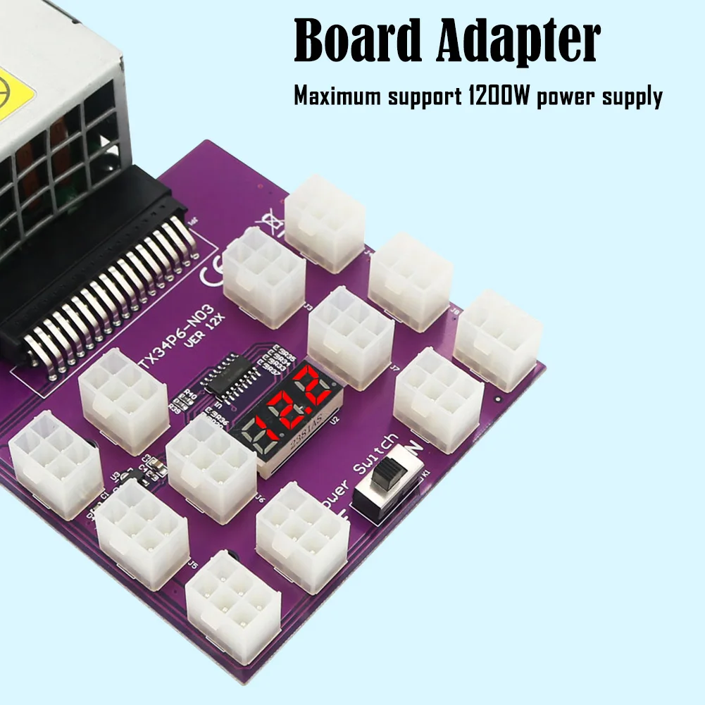 

Новый адаптер блока питания PCIE с блоком питания с 12 соединитель портов PCIe 6Pin GPU графическая карта 1200 Вт серверный блок питания