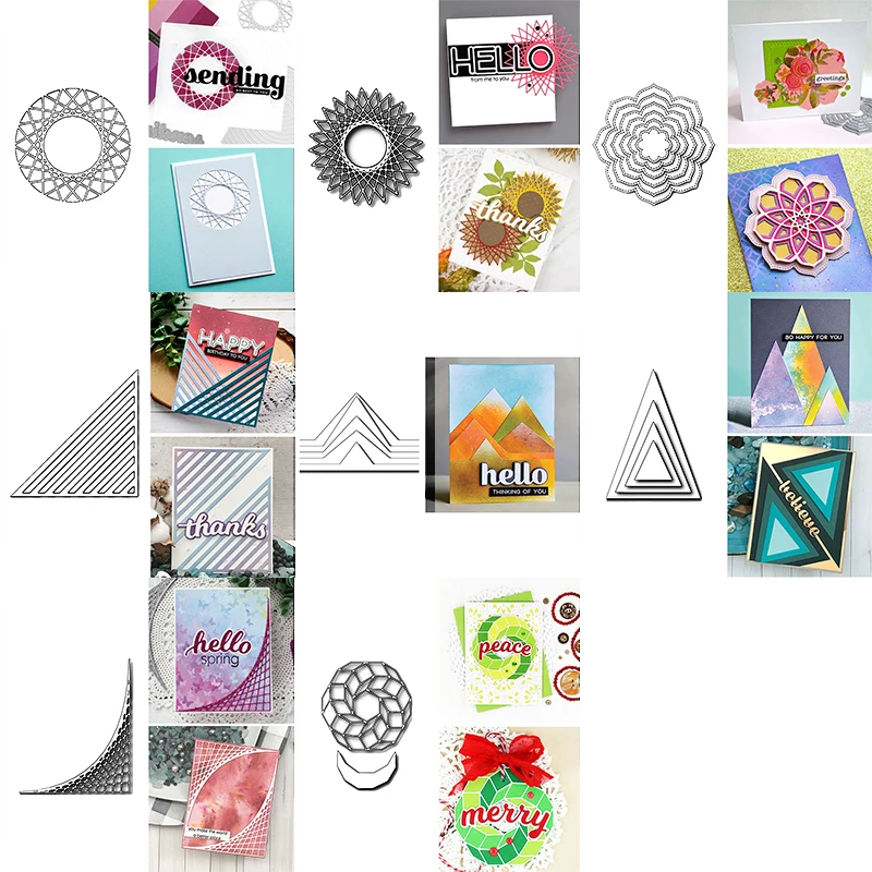 

Multi-Layered Florals Triangle Mountain Line Circle Geometry Net Metal Cutting Dies for DIY Scrapbooking Craft Cards 2021 #15