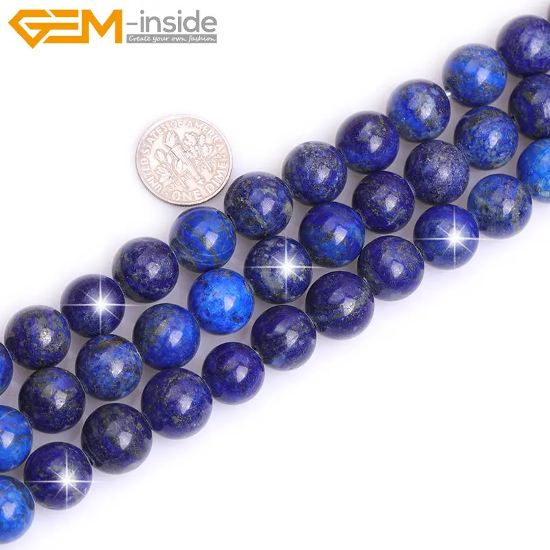 Бусины Из Натурального синего лазурита с большим отверстием круглые каменные