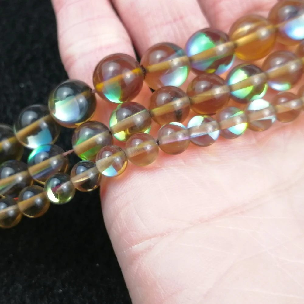 HGKLBB коричневого цвета с австрийским кристаллом блестящая Лунный Камень Круглые