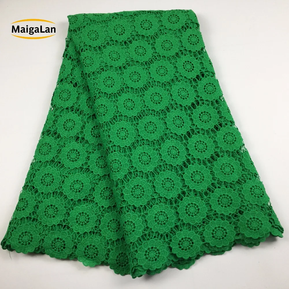 Зеленый Африканский шнур кружевная ткань высокое качество водорастворимый
