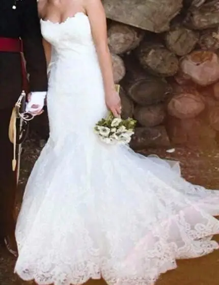 

Размера плюс Свадебные платья Русалочки полный Аппликация Кружева свадебное платье европейского производства развертки поезд индивидуал...