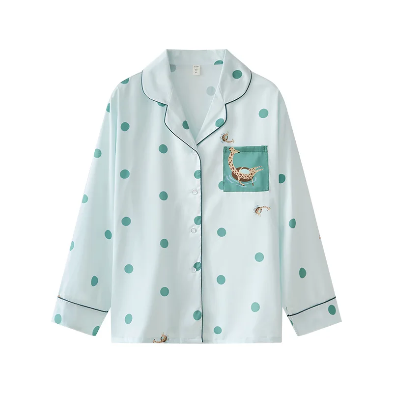 Long Sleeve Pajamas Autumn Trousers Suit Fashion Pyjama Set Large Size Nightwear Home Service House Nightdress Costume Outfit