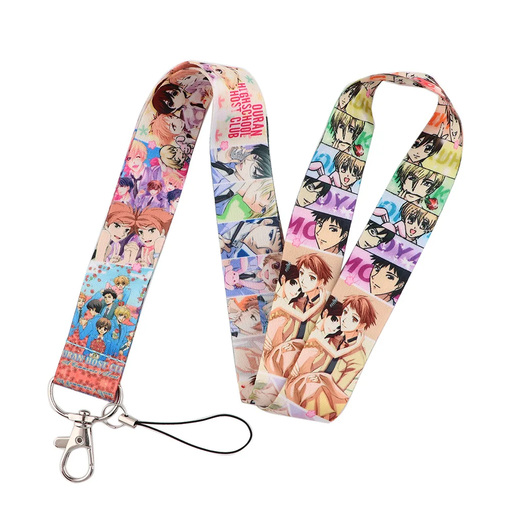 

1 Pcs New Japan Anime Ouran High School Host Club Lanyards Keychain Fujioka Haruhi Hikaru Webbing Hanging Rope Figure Toys Gifts