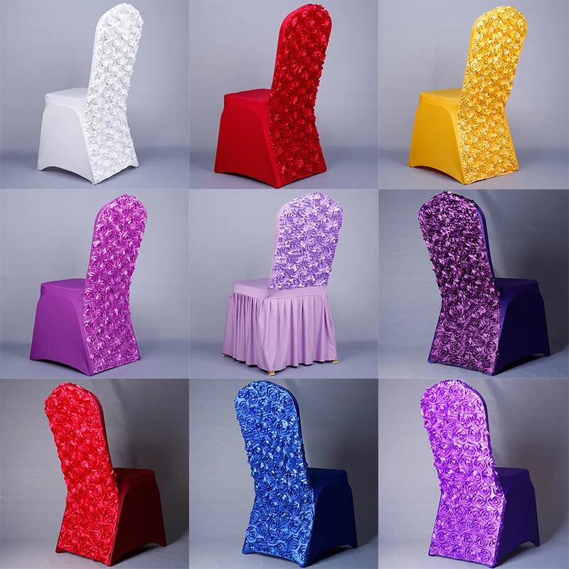 

Simple 2021 Rose Stretch Chair Cover Wedding Hotel Restaurant Siamese Set Solid Color Dining Party Supplies Wholesale Stool Home