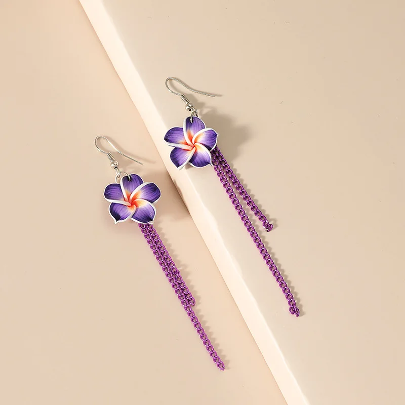 

Temperament retro ethnic style long tassel flower earrings simple and exaggerated oil drop flower earrings