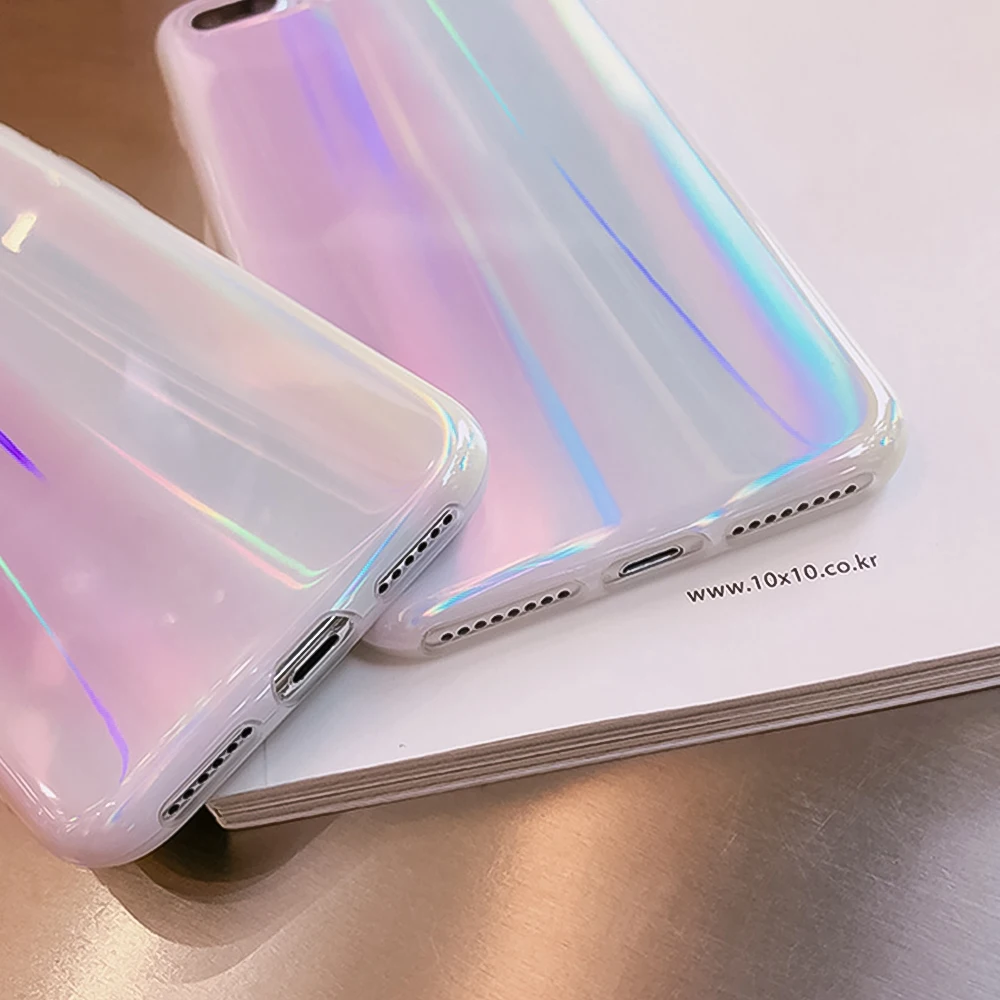 Чехол Aurora Laser для телефона iPhone 6 7 8 Plus 6s X XR мягкие чехлы из ТПУ XS Max Радужный Розовый