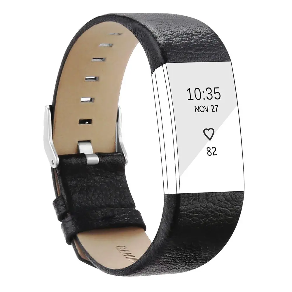 Black Умный Фитнес-браслет наручный ремешок на замену ремешок для FitBit Charge 2 Натуральная кожа ремешок для FitBit Charge 2 - Цвет ремешка: Black