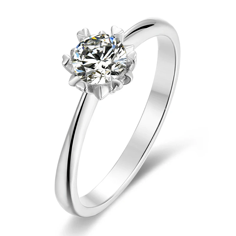 AINUOSHI Real 0.5 Carat Moissanite Diamond Rings 100% 925 Sterling Silver Engagement Wedding for Women Jewelry anillo Gift - купить по