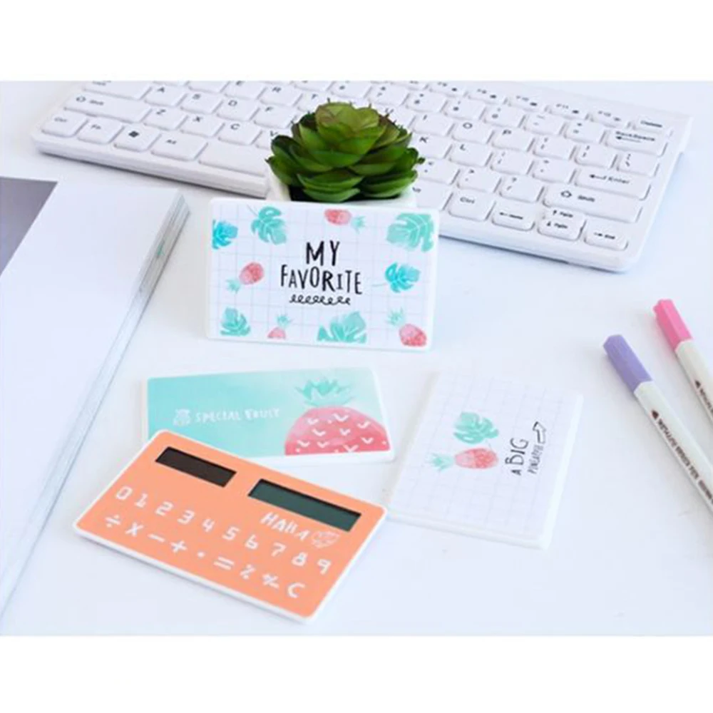 Mini Size Calculator Ultra-thin Cute Cartoon Solar Powered 8 Digits Display Portable Random Color | Компьютеры и офис
