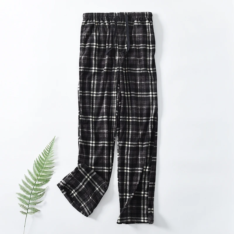 Men's Underwear Pants Warm in Winter Trousers Suede Sleep bottoms Soft Plaid Pyjamas