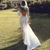 2021 womens clothing summer dress female long sleeved lace sexy backless mopping wedding dress long skirt