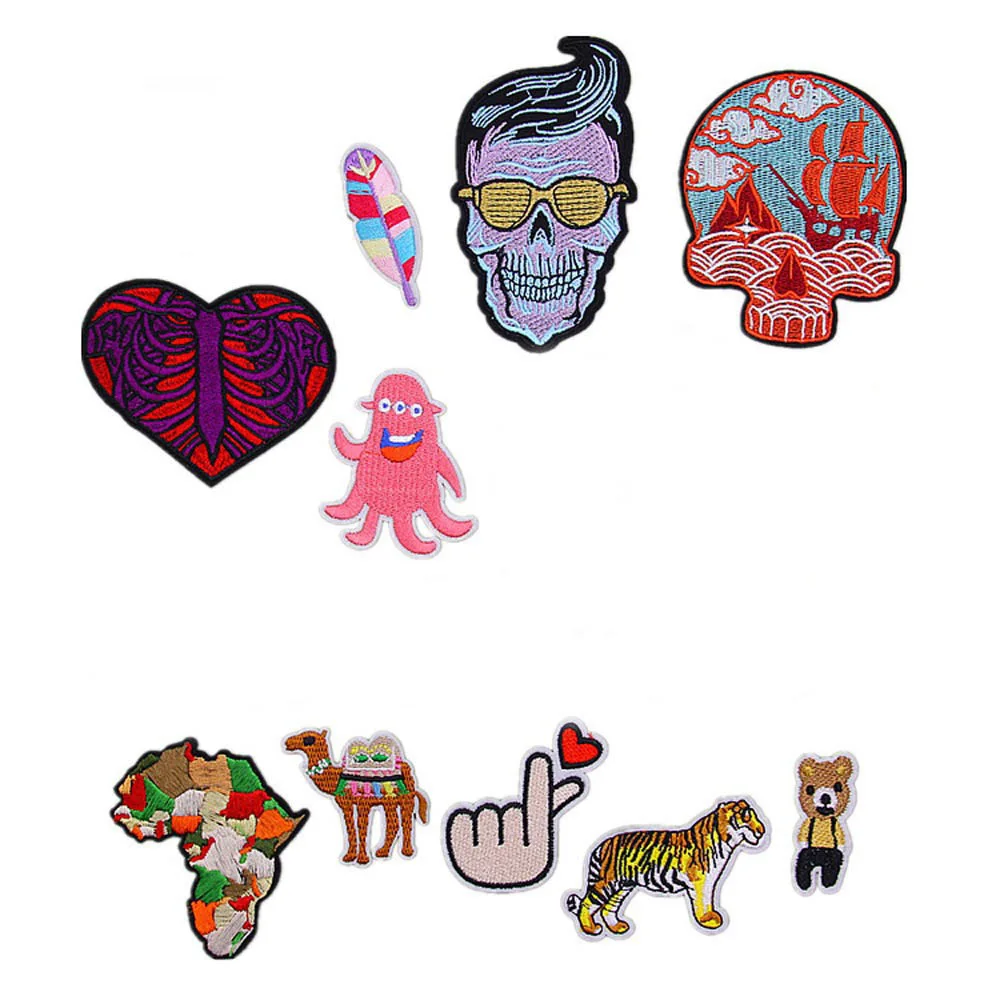 Ткань с вышивкой череп медведь мультфильм патч одежда наклейки сумка пришить