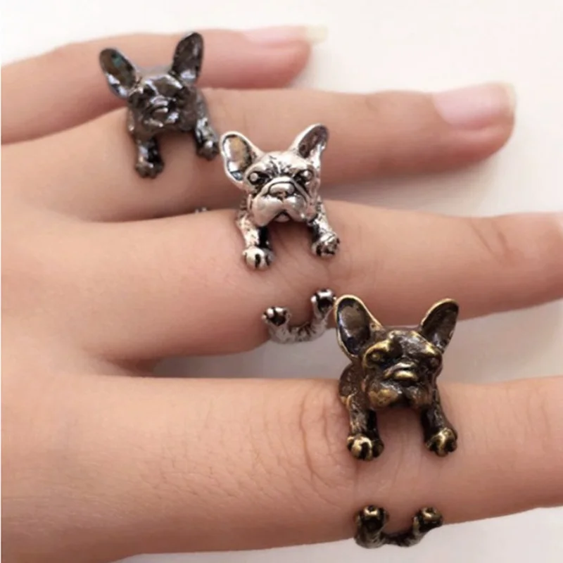 Newly 1 Pcs Stereoscopic New Retro Punk Personality Hippie Puppy Wrap Ring Fashion Brass Knuckle Adjustable Jewelry | Украшения и