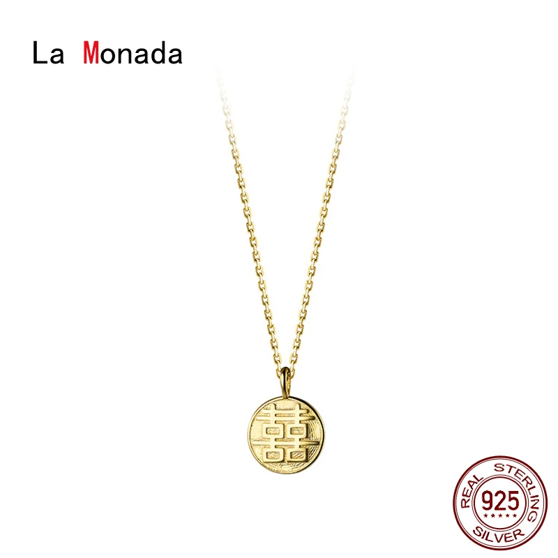 

Ожерелье La Monada женское из серебра 925 пробы, колье круглое китайское счастливое серебро 925 пробы, модное ювелирное изделие, 925