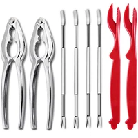 new seafood tools set 2 crab clip 2 plastic pick 4 stainless steel forks 8pcs