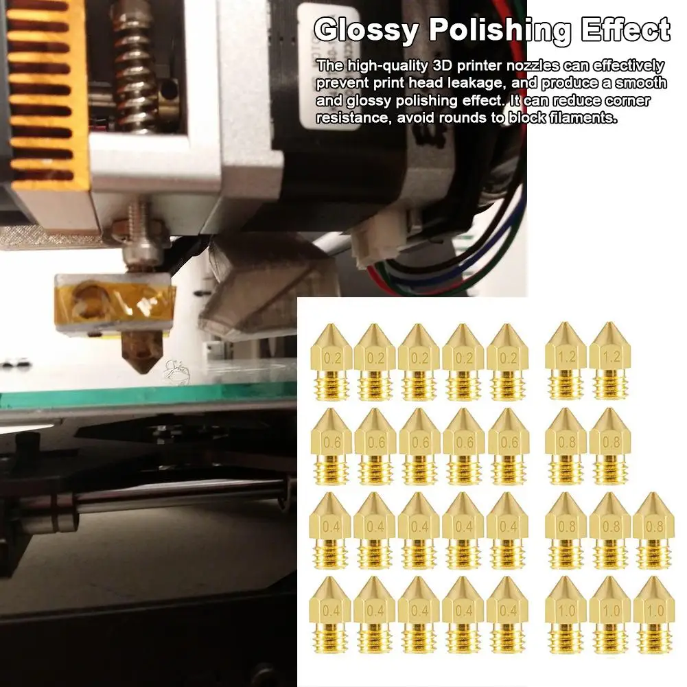 30 шт. Высокое Качество Латунные экструдер сопла золото 3D принтер для MK8 Makerbot Reprap