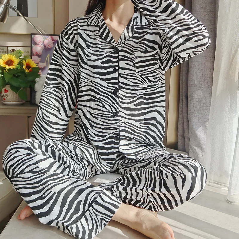 

Zebra Pajama Leopard Pants Striped Pyjama Women Nightwear Pajama Set Pajamas Shirt Button Up Pajama Set Plus Size Pajamas