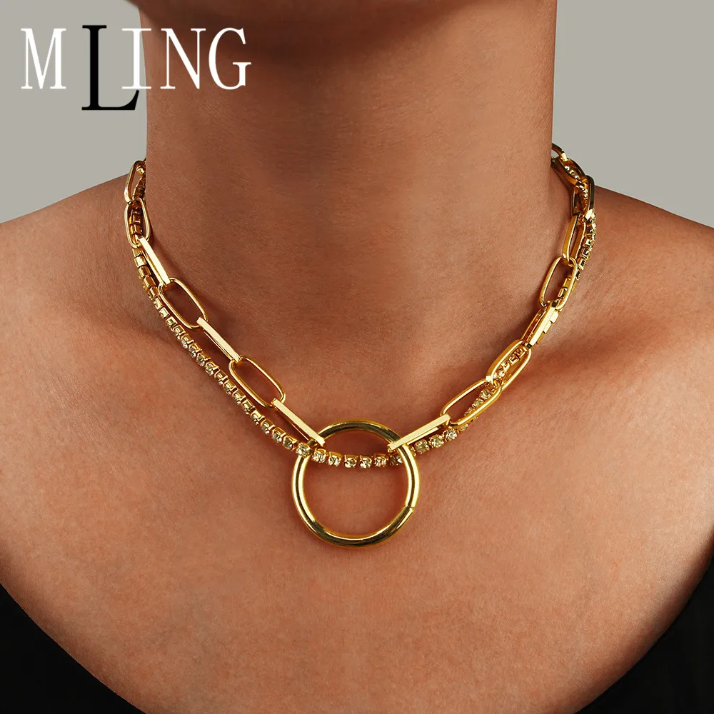 Женское Двухслойное ожерелье MLING винтажное чокер из золотистого сплава с