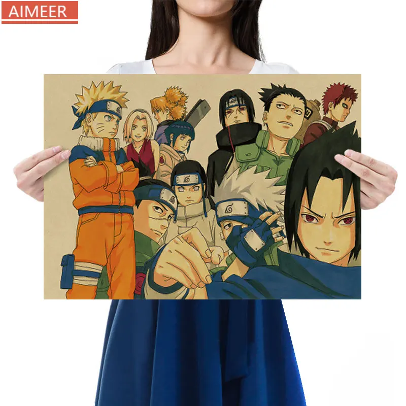 

Ninja-25/Famous anime characters collection classic nostalgic retro kraft poster decorative painting core