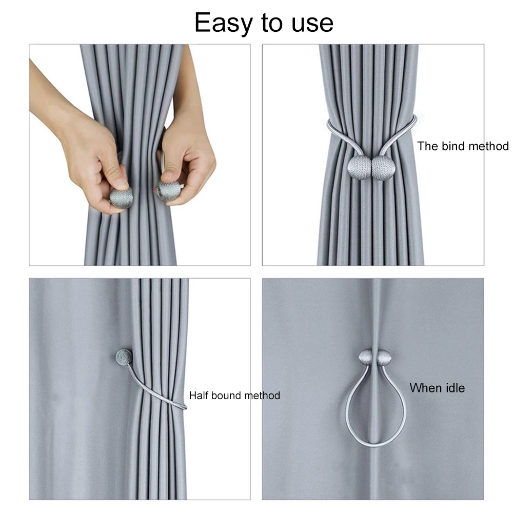 

2PCS Pearl Magnetic Ball Curtain Simple Tie Rope Backs Holdbacks Buckle Clips Accessory Rods Accessoires Hook Holder Home Decor