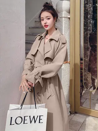

Fashion Trench Coats Women's Spring Autumn Clothing casual Double breasted Windbreaker female Solid color straigh Abrigos L968