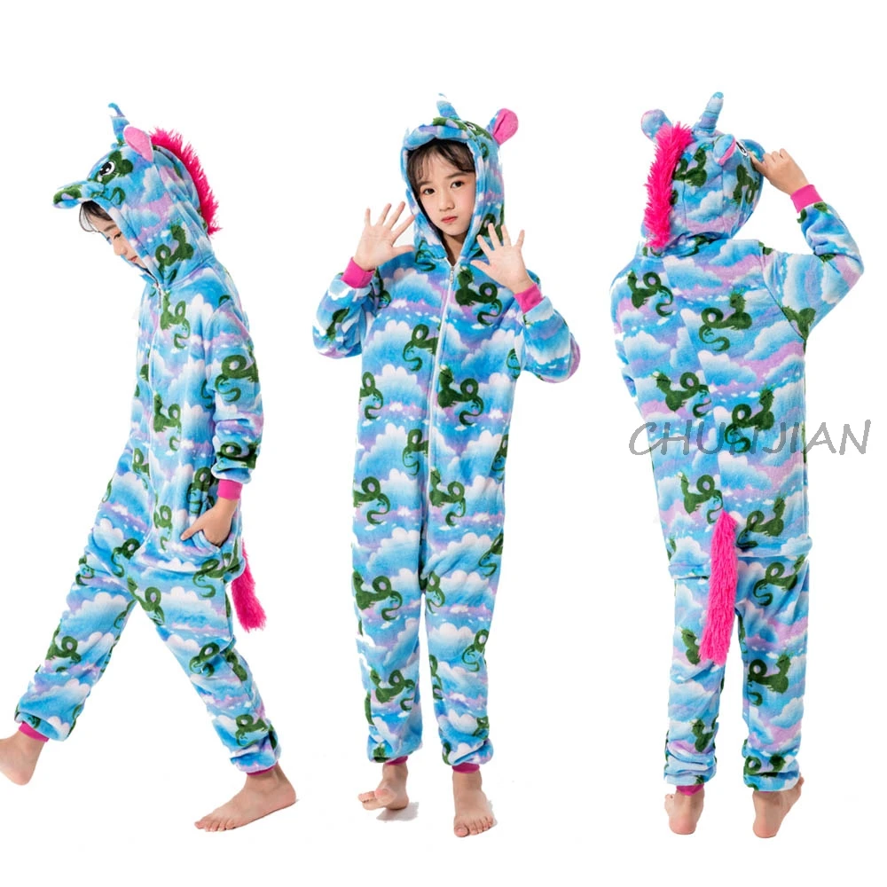 LA36 Детская Фланелевая пижама с единорогом; детская пижама; Pijama De Unicornio Infantil Pyjama Licorne Enfant; Пижама с единорогом и животными - Цвет: LA36