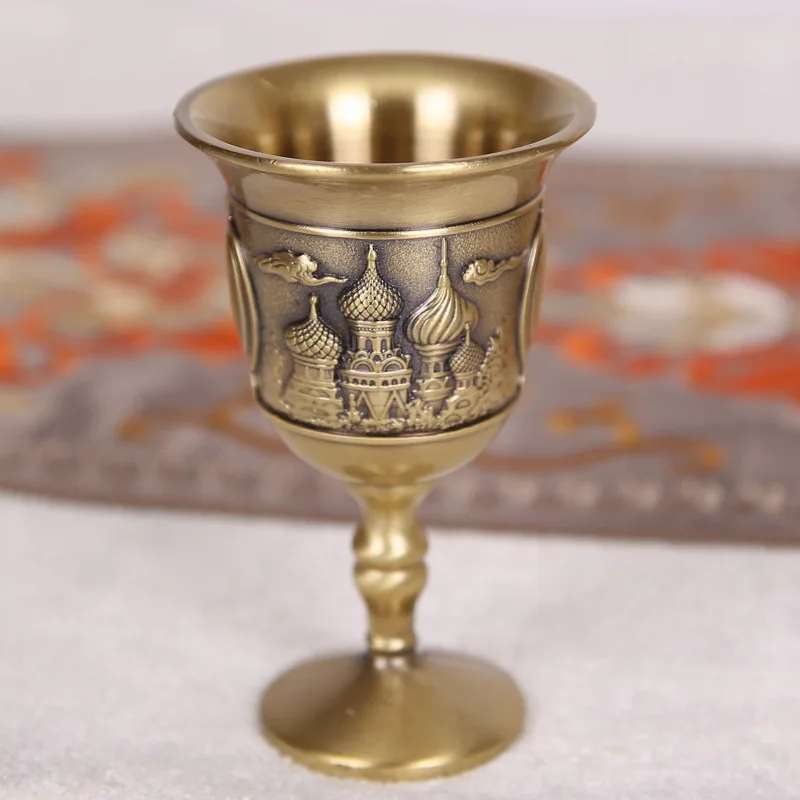 Ретро бокал в европейском стиле роскошная винтажная латунная рельефная чашка