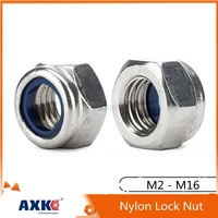 2525pcs nylon lock nut 304 stainless steel hex hexagon locknut m2 m2 5 m3 m4 m5 m6 m8 m10 m12 m14 m16 self locking nylon nuts