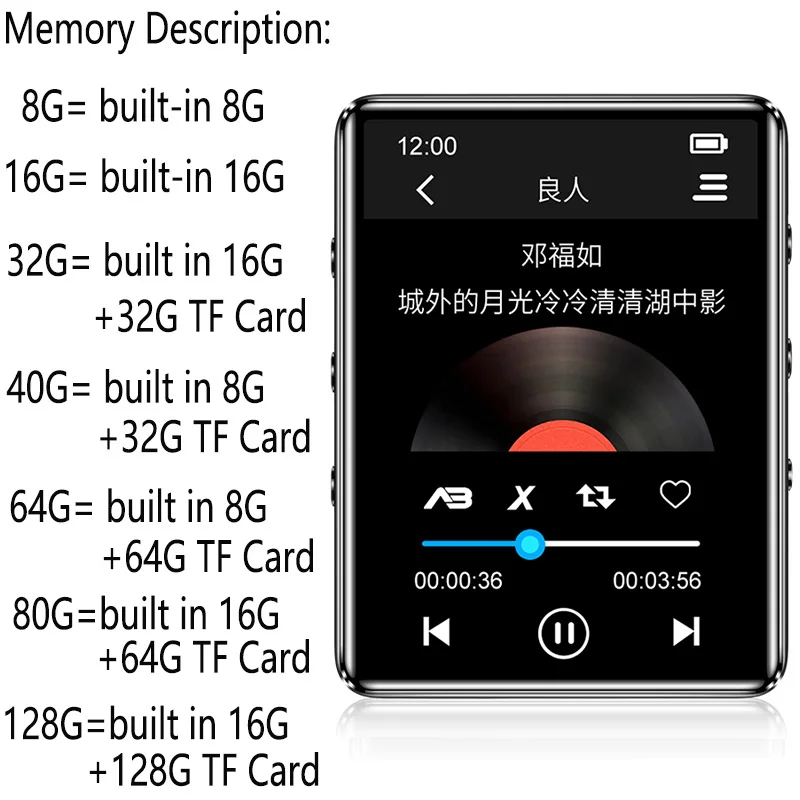 

Bluetooth 5.0 MP3 Player Touch Screen Built-in Speaker 4G 8G 16G Hifi MP3 With E-book FM Radio Recording Video Earphone Walkman