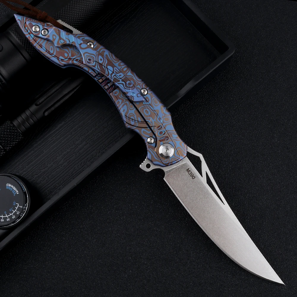 Рукоятка из титанового сплава высокого качества с лезвием Складной нож OEM M390