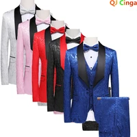 royal blue mens suit 3 piece tuxedo high quality dress jacket and trousers vest large size terno masculino white black red 6xl
