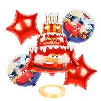 6pcs mcqueen car birthday cake foil balloons baby shower party decorations kids 18inch round car helium ballons childrens toys