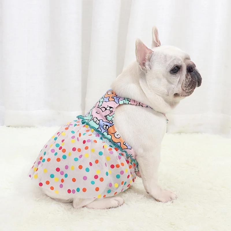

French Bulldog Dress Summer Pet Dog Clothes Poodle Bichon Frise Schnauzer Welsh Corgi Costume Frenchies Dog Clothing Dresses
