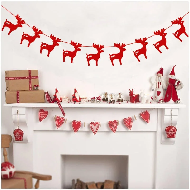 

Christmas 2017 3M Red Gold Silver Christmas Elk Banners Paper Garlands for Christmas Party Supplies
