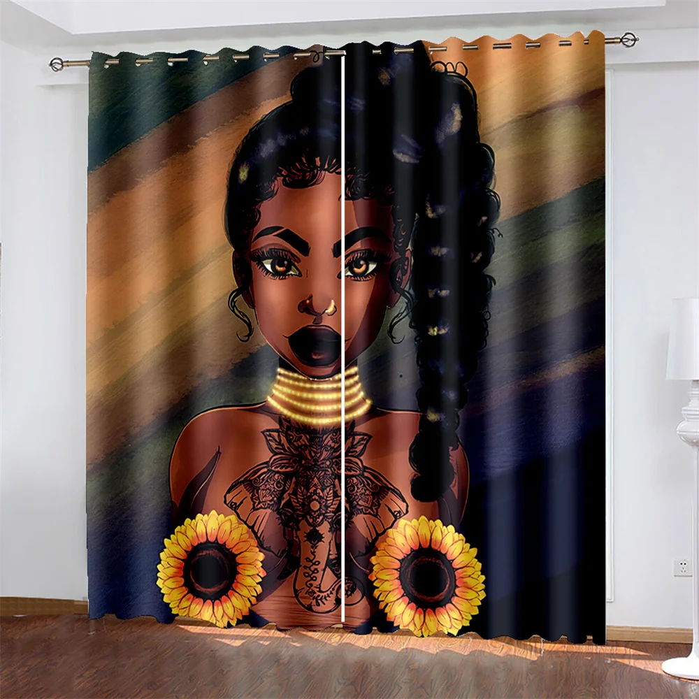 3D Digital Printing Sunflower Woven Curtains for Bedroom Left and Right Biparting Open Home Modern Blackout | Дом и сад